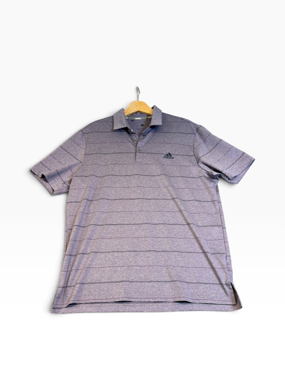 adidas Ultimate365 Men's Golf Polo Shirt Purple Heather Striped Performance L